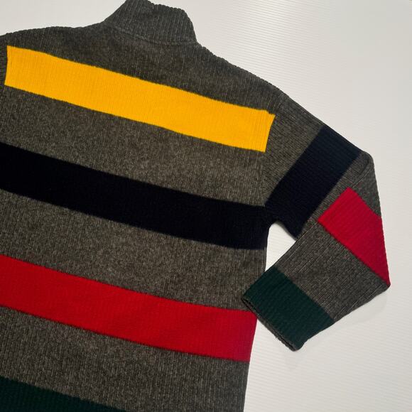 VTG Ralph Lauren LRL Quarter Zip Sweater Gray Women's M Petite Rugby Stripes - Picture 14 of 16